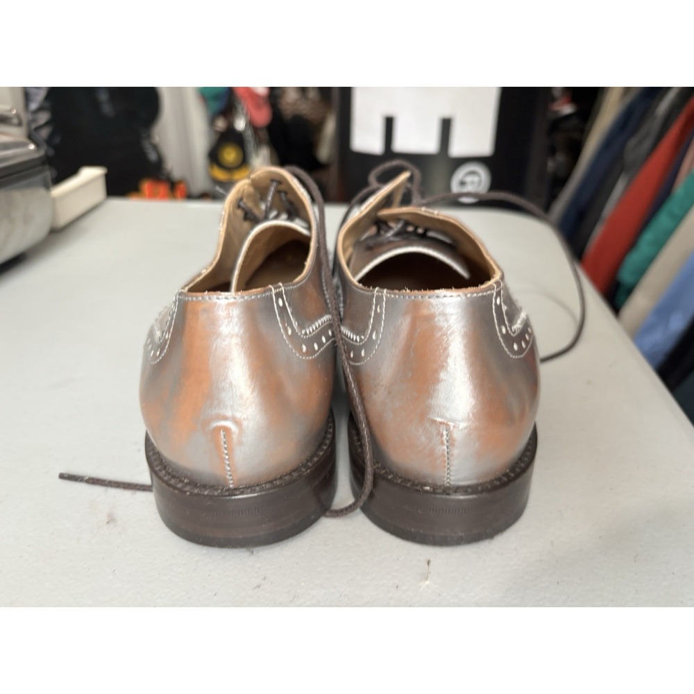 HARRYS OF LONDON Brown/silver Leather SIZE US 10.5 EUR 44 MADE IN ITALY Oxfords